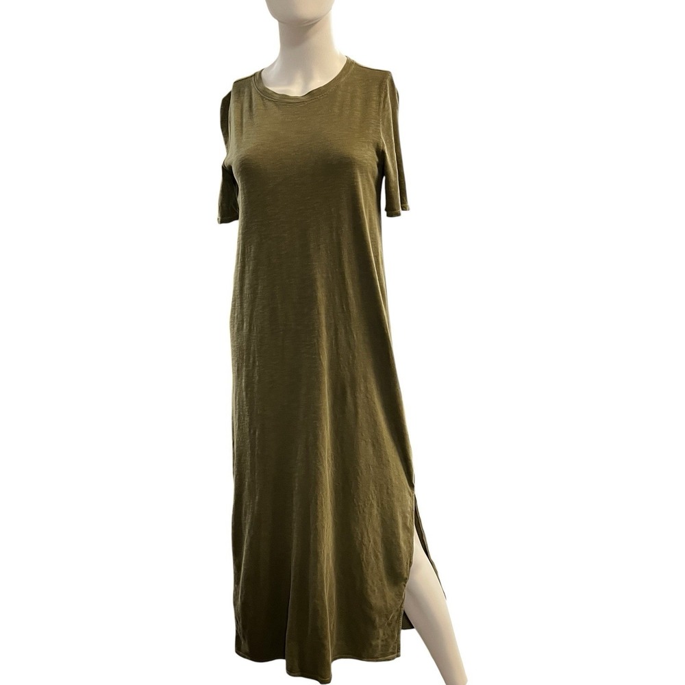 Daily Practice Maxi Dress Heathered Olive Green Cotton XXS Athleisure Minimalist